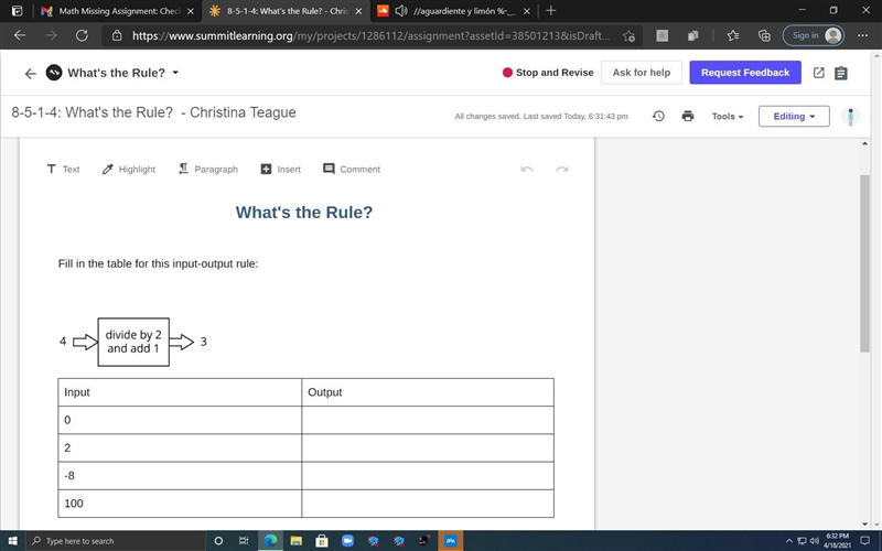 What's the Rule? Fill in the table for this input-output rule:-example-1