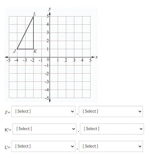 Triangle JKL is shown on the grid below. Triangle J'K'L' is the image of triangle-example-1