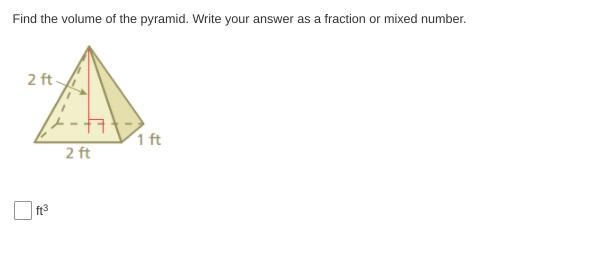 Find the volume of the pyramid. Write your answer as a fraction or mixed number.-example-1