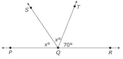 In the figure below, Angle PQR is 180. What is the measure of Angle SQT? answer options-example-1