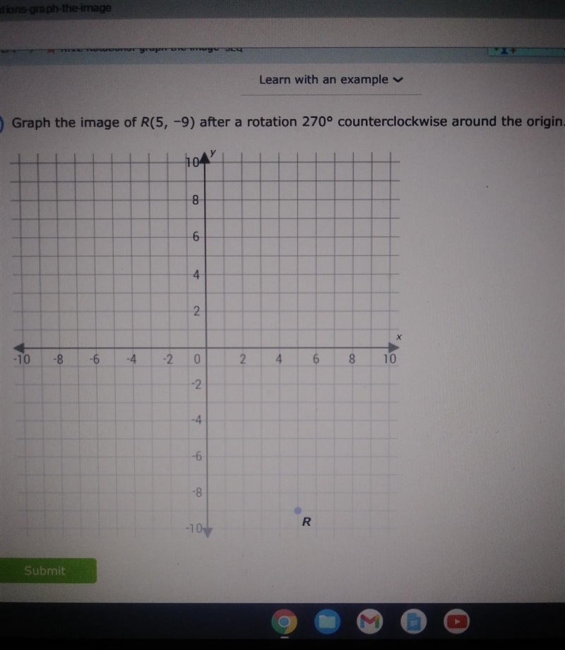 Graph the image of R(5, -9) after a rotation 270° counterclockwise around the origin-example-1