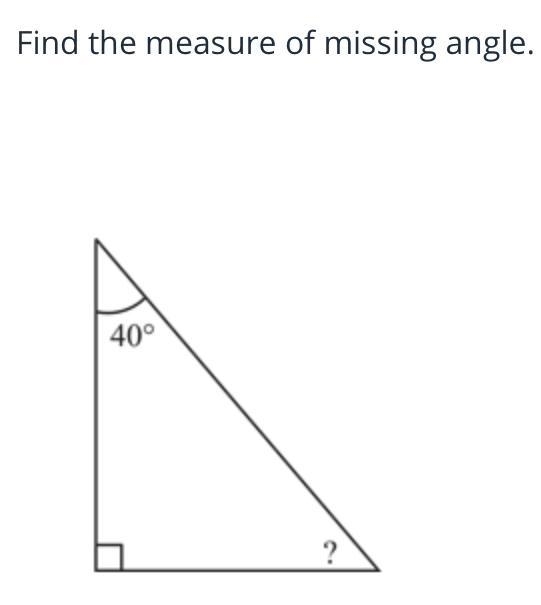 Find the measure of missing angle.-example-1