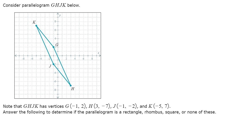 Find the Slope of side adjacent and Length of side adjacent of GH-example-1