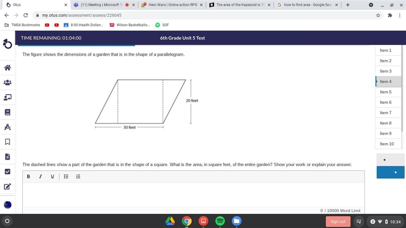 The dashed lines show a part of the garden that is in the shape of a square. What-example-1