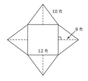 The net of a square pyramid is shown in the diagram. What is the total surface area-example-1