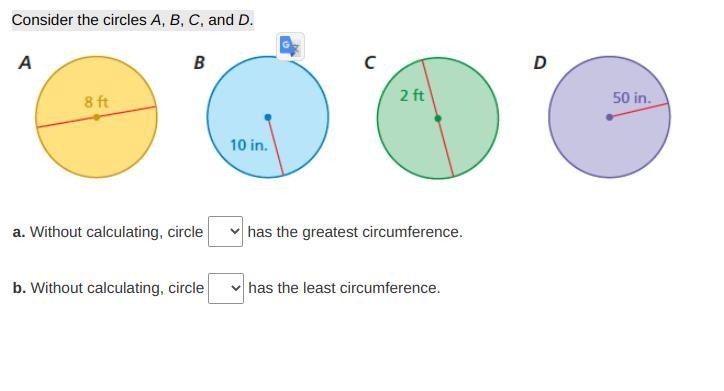 Consider the circles A, B, C, and D. SOMEONE PLEASE HELP ASAPPPP THANKS!!!-example-1