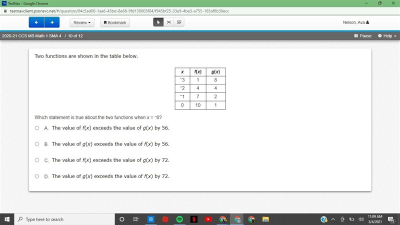 Two functions are shown in the table below. TABLE IS ON ATTACHED FILE/PICTURE Which-example-1