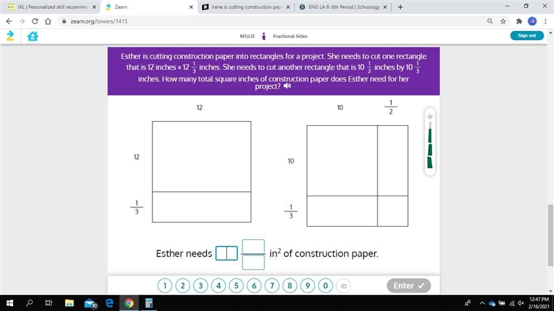 Esther is cutting construction paper into rectangles for a project. She needs to cut-example-1