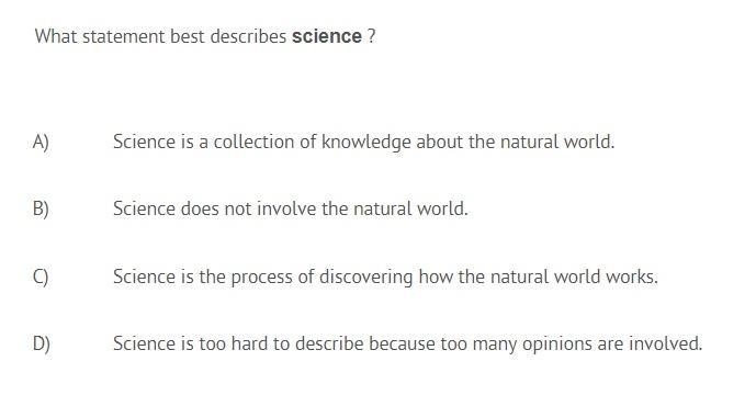 What statement best describes science? A B C D-example-1