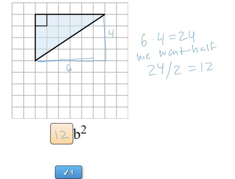 Find the area of the triangle in blocks (b).-example-1