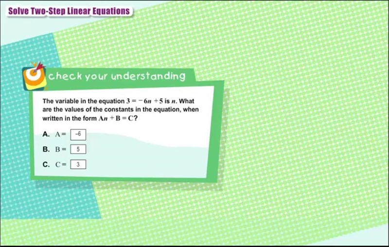 I NEED THIS ASAP LIKE NO CAP LIKE RIGHT NOW The variable in the equation 3 = –6n + 5 is-example-1