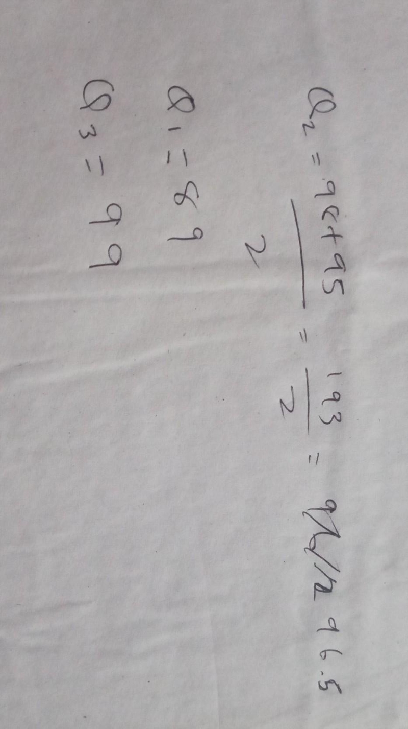 In the data set shown below, what is the value of the quartiles? {63, 88, 89, 89, 95, 98, 99, 99, 100, 100} A-example-1