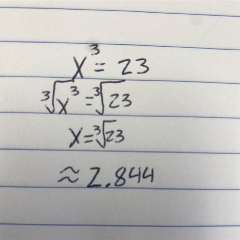 Solve for x: x³=23 Choose all that apply: ∛23 3 1 23/3-example-1