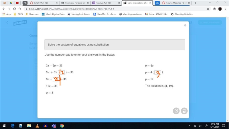 Solve the systems of equations using substitution.-example-1