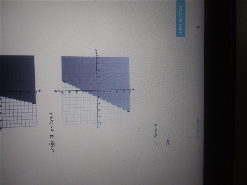 Which answer shows y-3x -x+4, rewritten to isolate y and its graph?-example-1