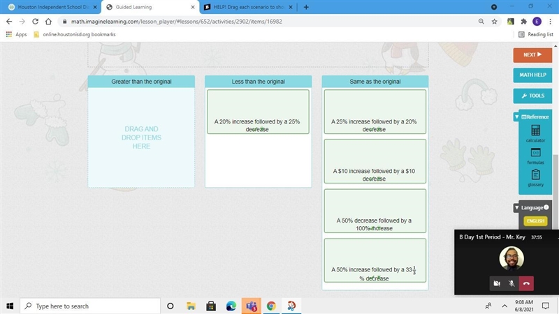 HELP! Drag each scenario to show whether the final result will be greater than the-example-1