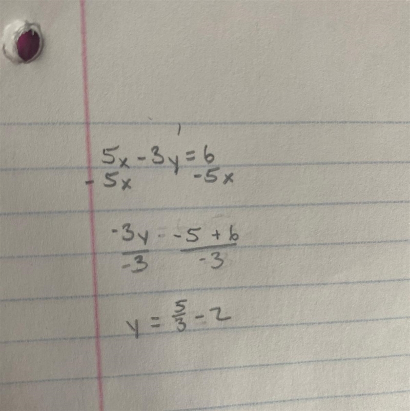 Find the slope and the y-intercept 5x-3y=6-example-1