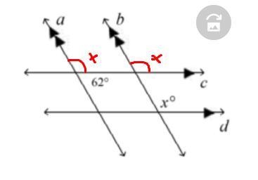 Find the value of X. A.126° b) 118° c)62° d) 28°-example-1