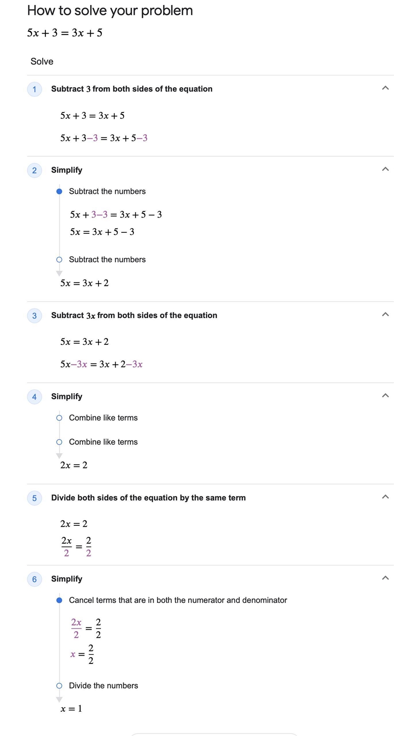 The solution of the equation 5x+3=3x+5 is 2 or 1-example-4