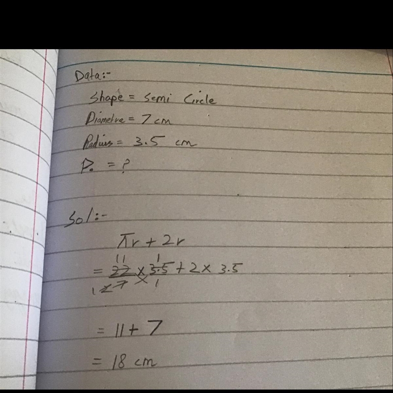 The diameter of a half circle is 7 cm what is the perimeter-example-1