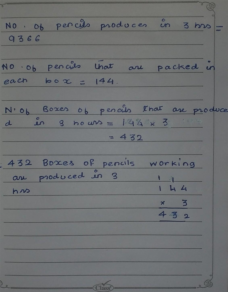 A company produces 9366 pencils in 3 hours. The pencils are packaged into boxes with-example-1