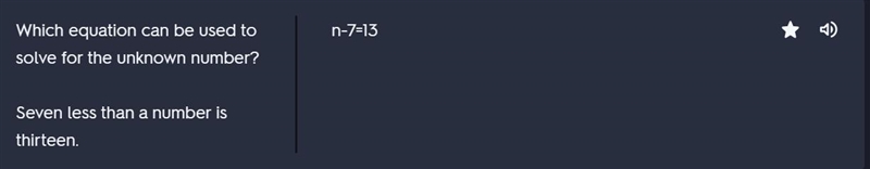 Which equation can be used to solve for the unknown number? Seven less than a number-example-1