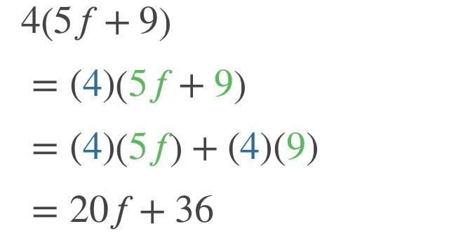 4(5f + 9) -2(6 + 4n) -5( -2 - 4b) -5(3 - 8d) 5(2h - 3) 2( -6b - 7) 7( -9 + 8q) -2(9 - 4c-example-1