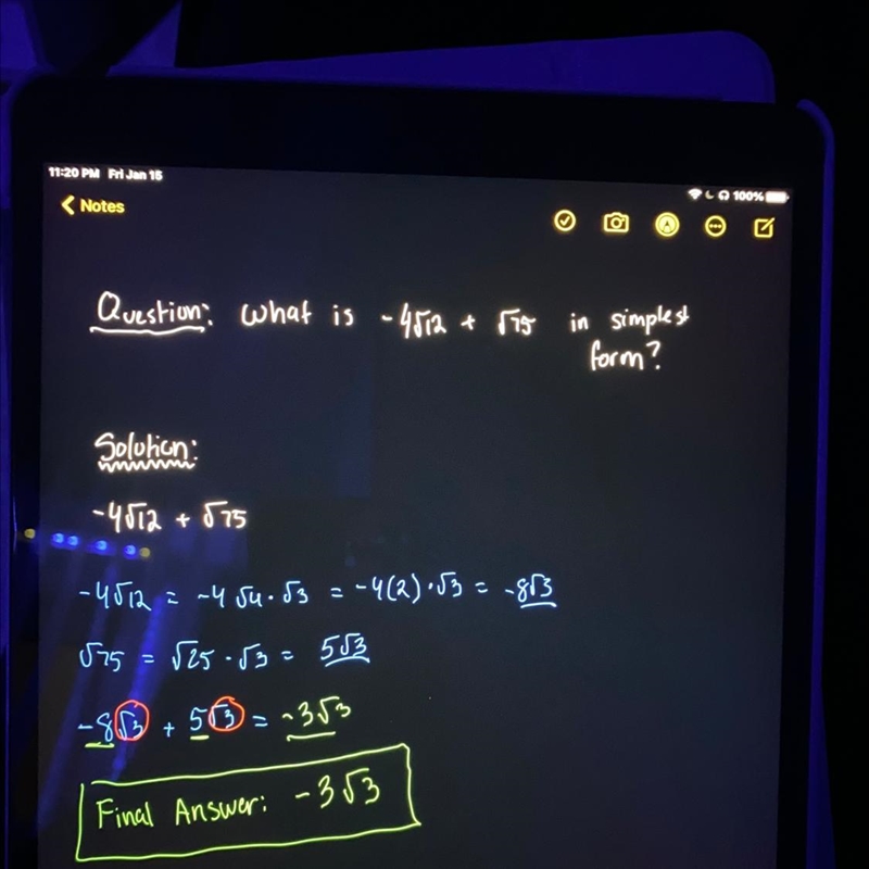 What is -4\sqrt{12}+\sqrt{75} in simplest radical form? Pls help I really need this-example-1