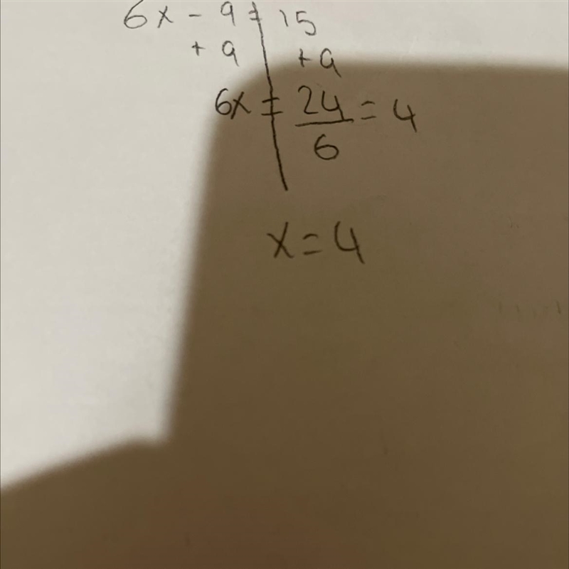 What is the solution set for 6x−9=15, given the replacement set {0, 1, 2, 3, 4}? x-example-1