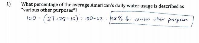 1)What percentage of the average American's daily water usage is described as &quot-example-1