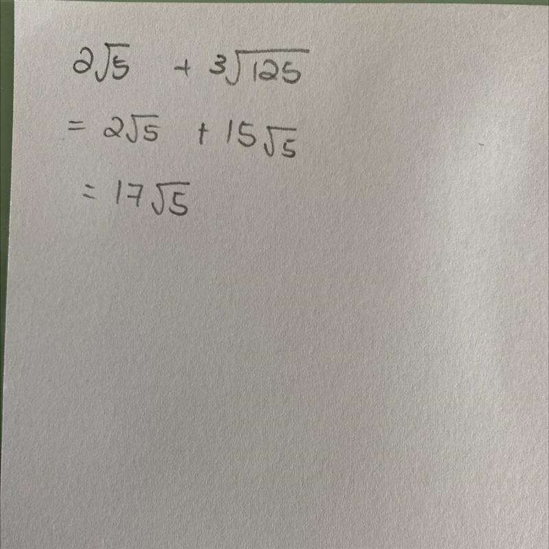 What's 2√5 + 3√125 step by step pls. thanks-example-1