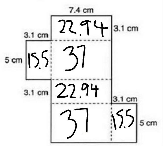 Above is the net of a rectangular prism. Find the surface area ________ square cm-example-1