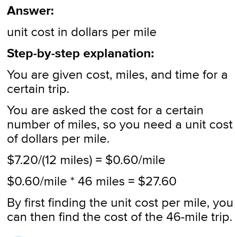 At a​ little-known vacation​ spot, taxi fares are a bargain. A 12​-mile taxi ride-example-1