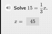 Solve 15 = 1/3x x = ?-example-1