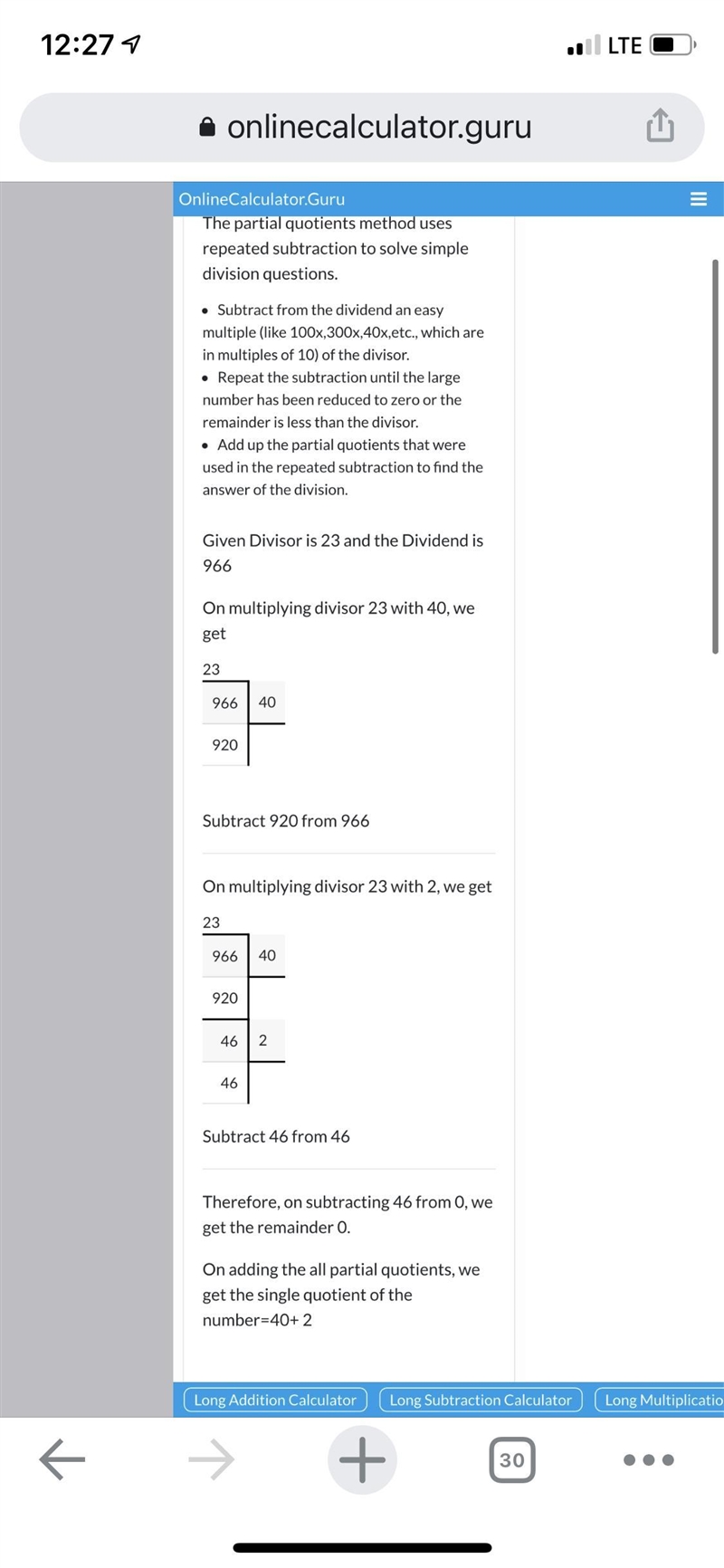 Use the partial quotients algorithm to find the value of 966 divided by23-example-1