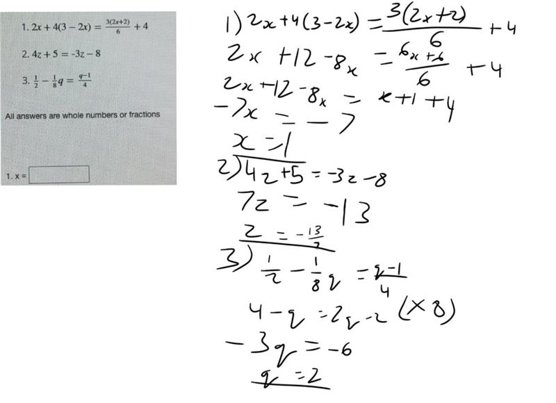 What is the answer to each equation?-example-1