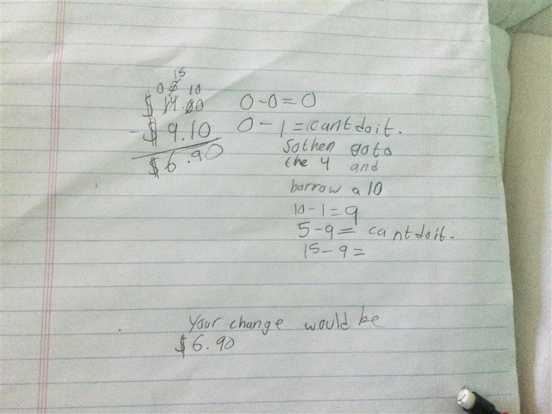 PLZ HELP!!!! what is the difference between 14 and $9.10-example-1