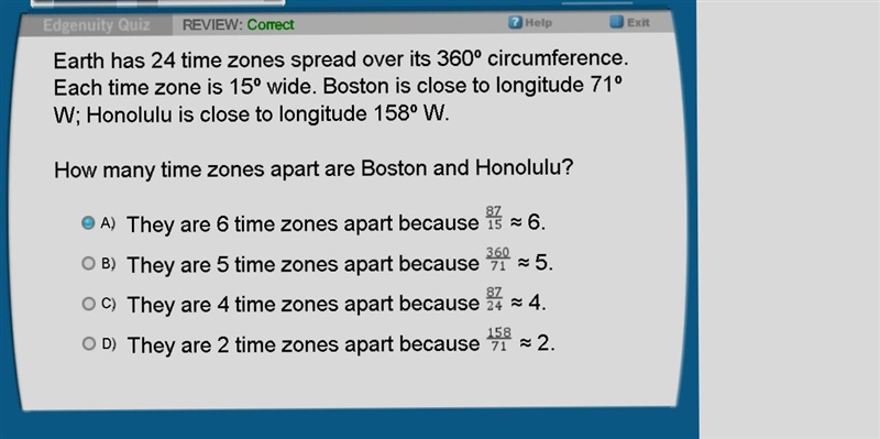 Earth has 24 time zones spread over its 360º circumference. Each time zone is 15º wide-example-1