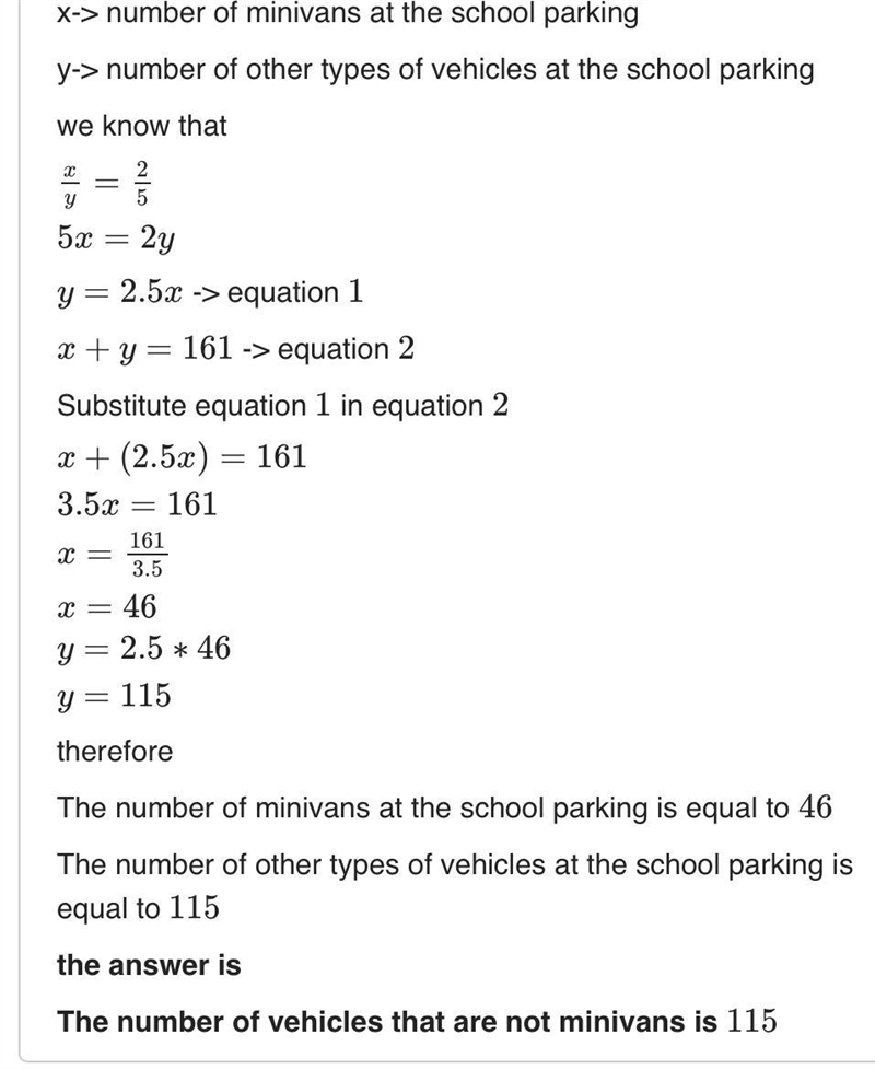 When Carla looked out at the school parking lot, she noticed that for every 2 minivans-example-2