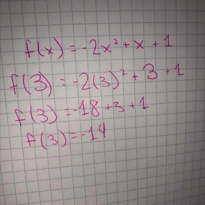 For the function of F (x) -2x^2 + x + 1 find F (3)-example-1