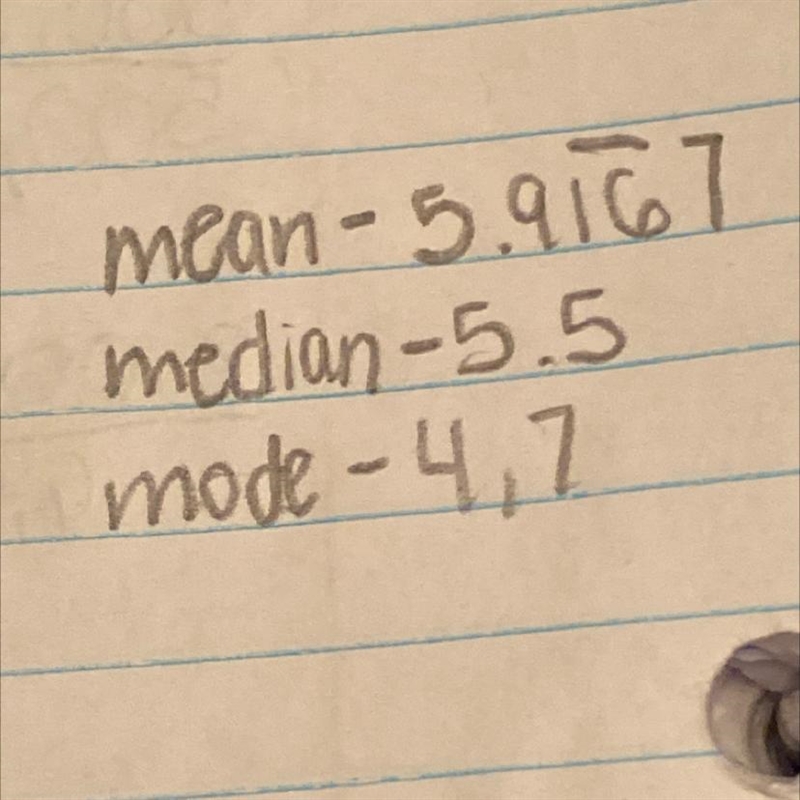 Mean median mode 4, 7, 10, 7, 14, 6, 0, 2, 9, 5, 3, 4-example-1