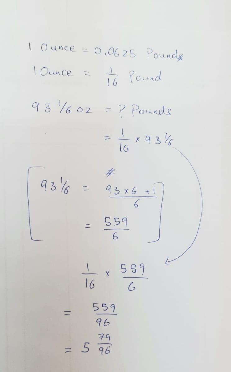 #1 Convert the customary units 93⅙ oz = _______ lbs *Write your answer as a mixed-example-1