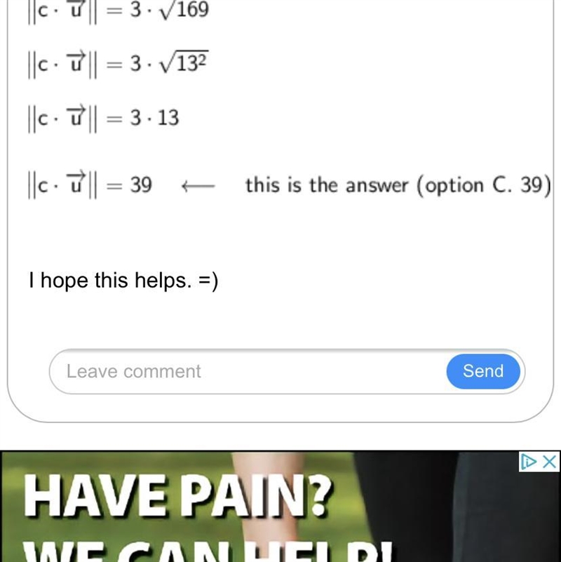 Let U=(5,-12) and c=-3. What is ||cu||-example-1