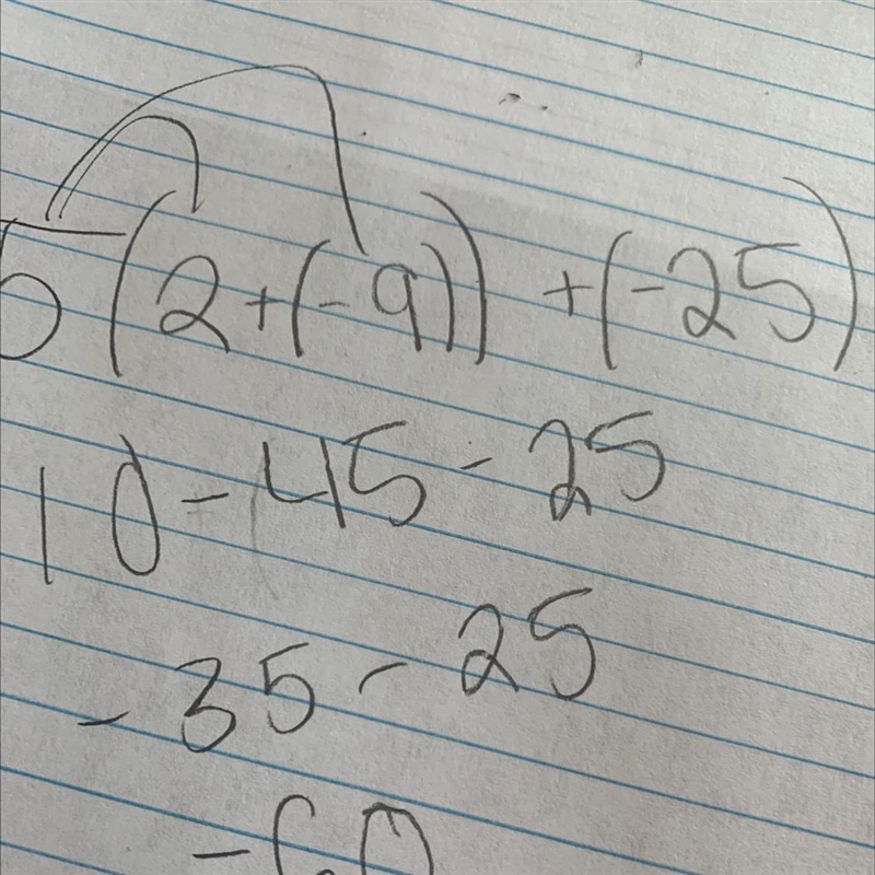 5(2 + (−9)) + (−25) :(-example-1