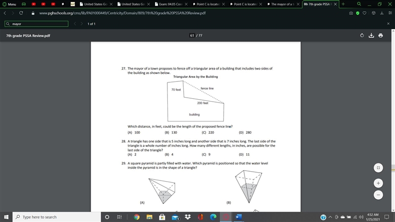 The mayor of a town proposes to fence off a triangular area of a building that includes-example-1