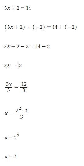 Solve for x: 3x + 2 = 14-example-1