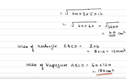 Find the area of a trapezium ABCD in which AB || CD, AB = 14 cm, CD = 8 cm. Given-example-1