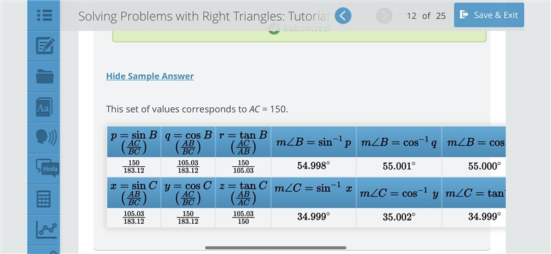 Question 1 Click the refresh button until you get a right triangle with A as the right-example-1