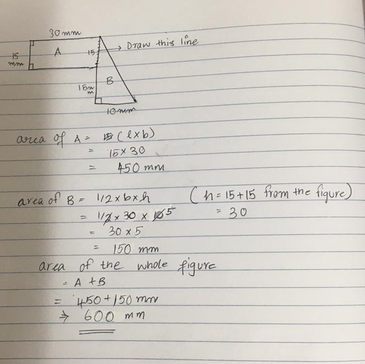 Find the area of the figure A) 450MM B) 67,500 MM C) 600MM D)150MM-example-1