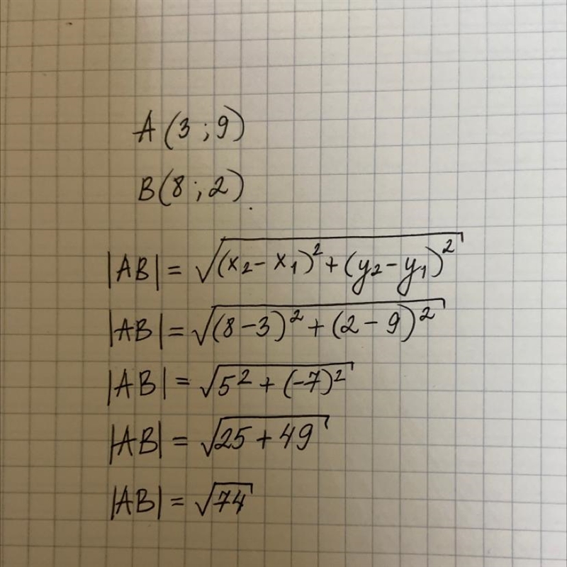 What is the distance between points A and B-example-1